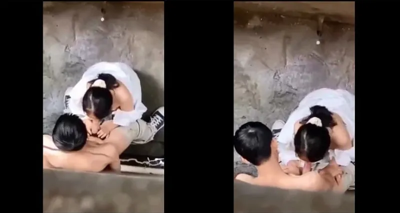 Quay lén em học sinh nữ bj cho anh bồ trong hẻm